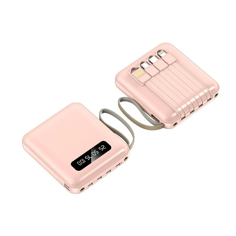 Kompakte Powerbank mit integrierten Ladekabeln Skanto