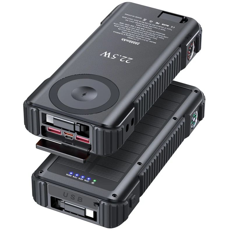 Hochleistungs-Solar-Powerbank mit multifunktionalen Anschlüssen und LED-Display Skanto