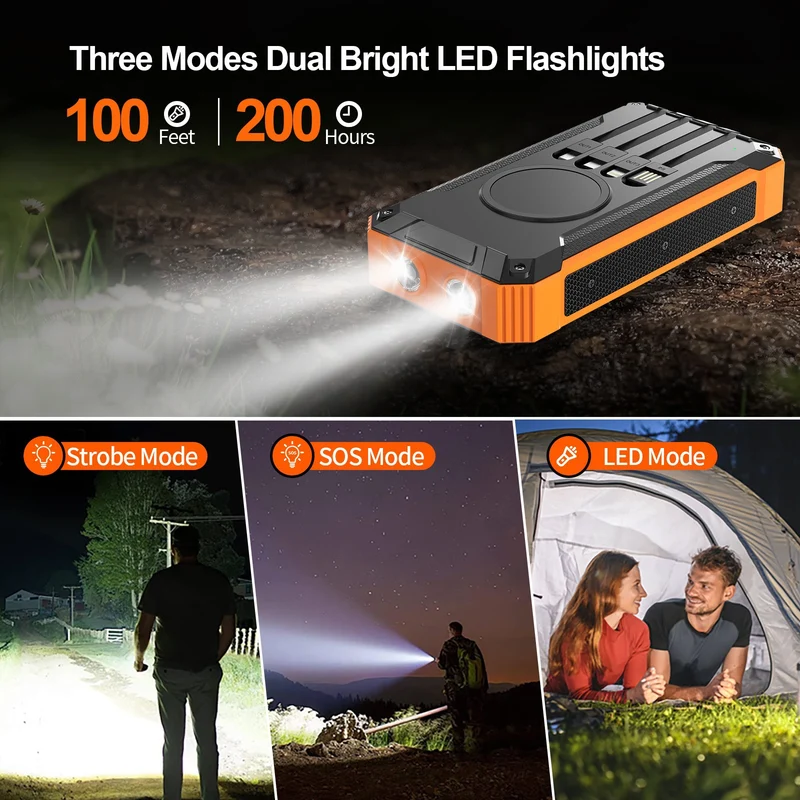 Hochleistungs-Solar-Powerbank mit Dual-LED-Leuchten und Schnellladefunktion Skanto