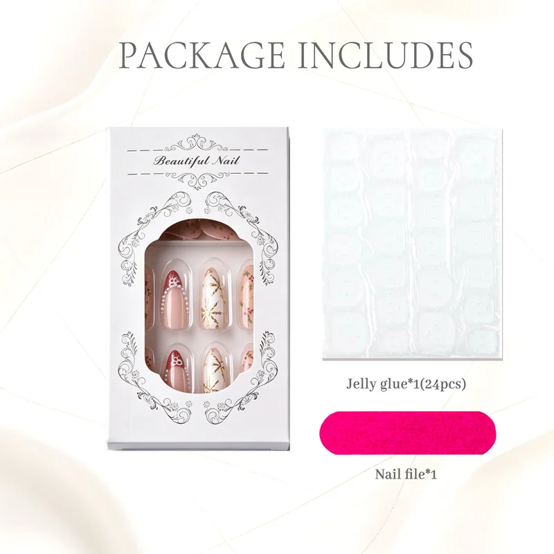 Dekoratives Floral Press-On Nagelset