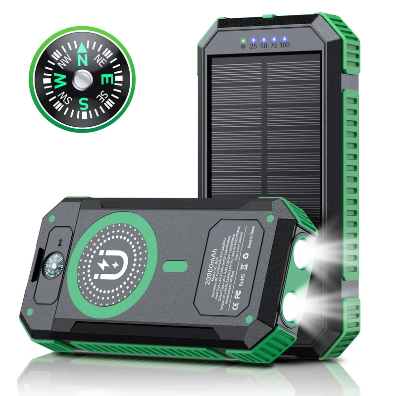 Tragbare Solar-Powerbank mit LED-Licht und Kompass Skanto