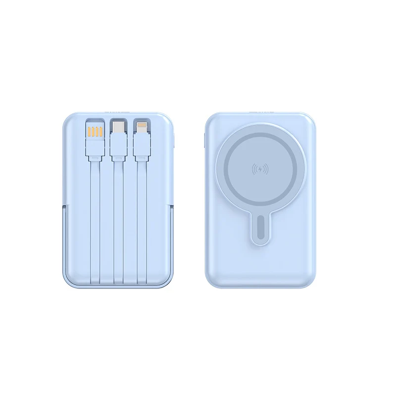 Multifunktionale Powerbank mit integrierten Ladekabeln Skanto