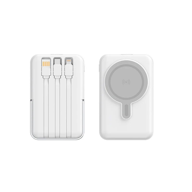Multifunktionale Powerbank mit integrierten Ladekabeln Skanto