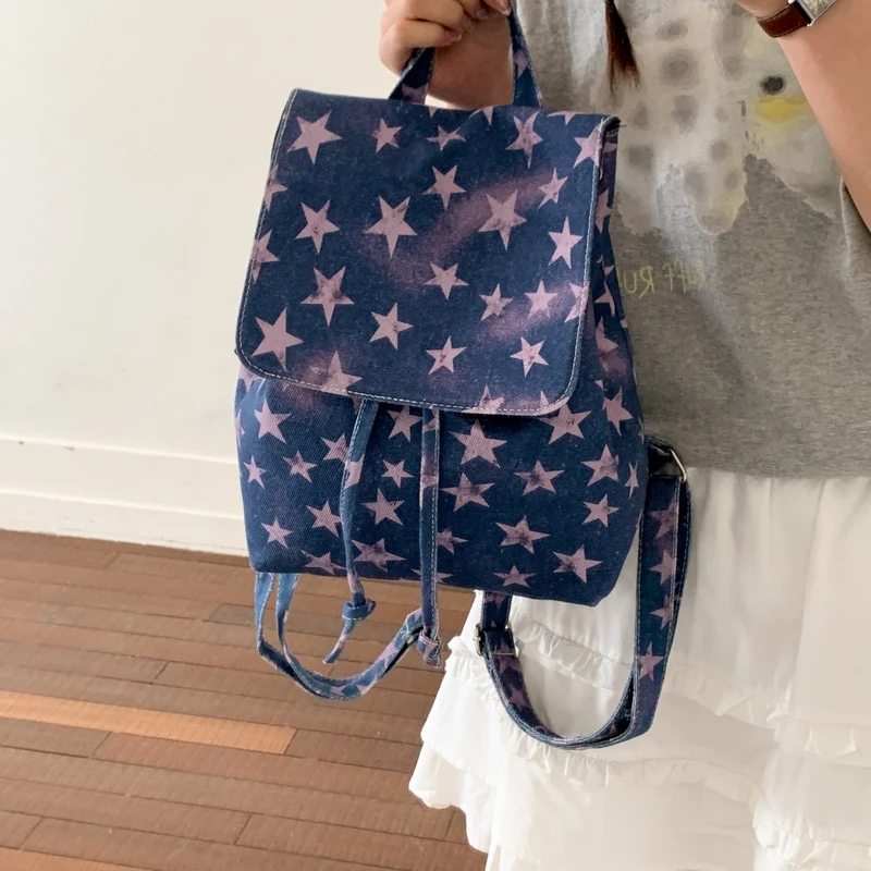 Sternenmuster Denim Rucksack