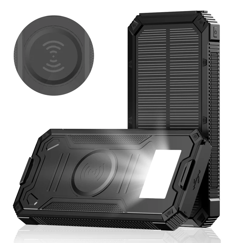 Tragbare Solar-Powerbank mit Schnellladefunktion und kabelloser Ladekompatibilität Skanto