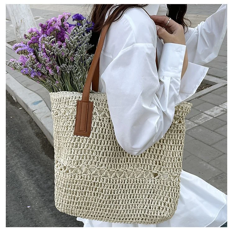 Natürliche Strandtasche mit robusten Ledergriffen Skanto