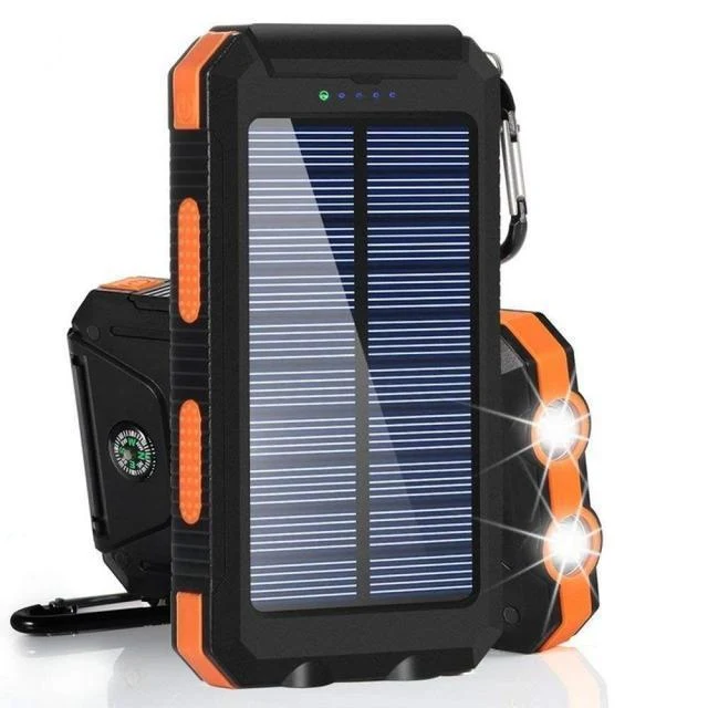 Solarbetriebene Powerbank mit robustem Gehäuse und integrierter LED-Beleuchtung Skanto