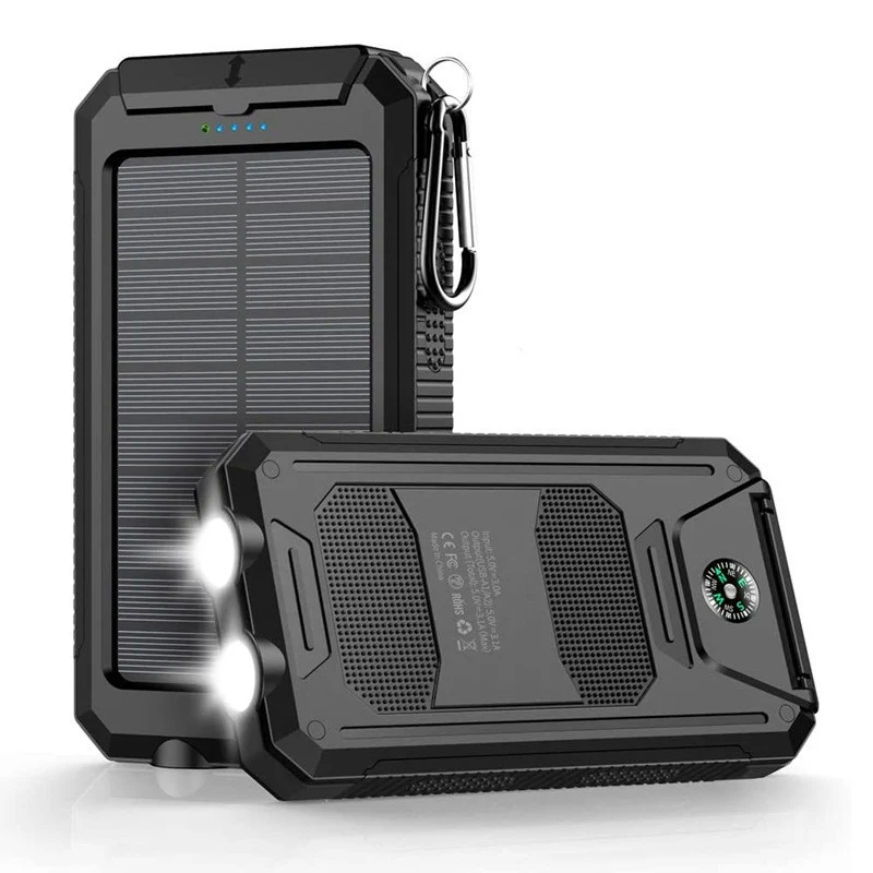 Solarbetriebene Powerbank mit robustem Gehäuse und integrierter LED-Beleuchtung Skanto