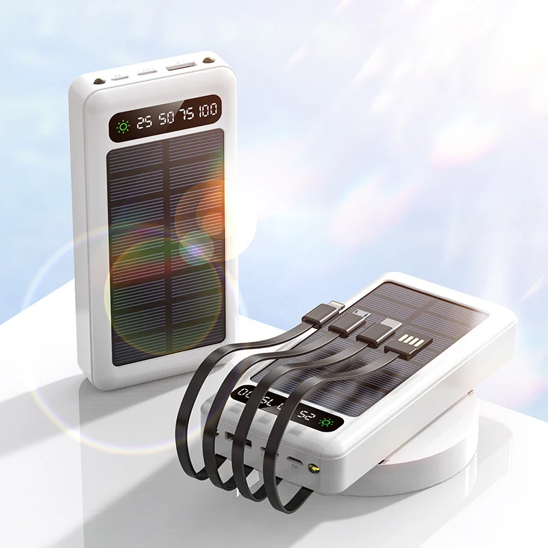 Solarbetriebene Powerbank mit intelligenter Leistungsanzeige und Multifunktions-Ladekabeln Skanto