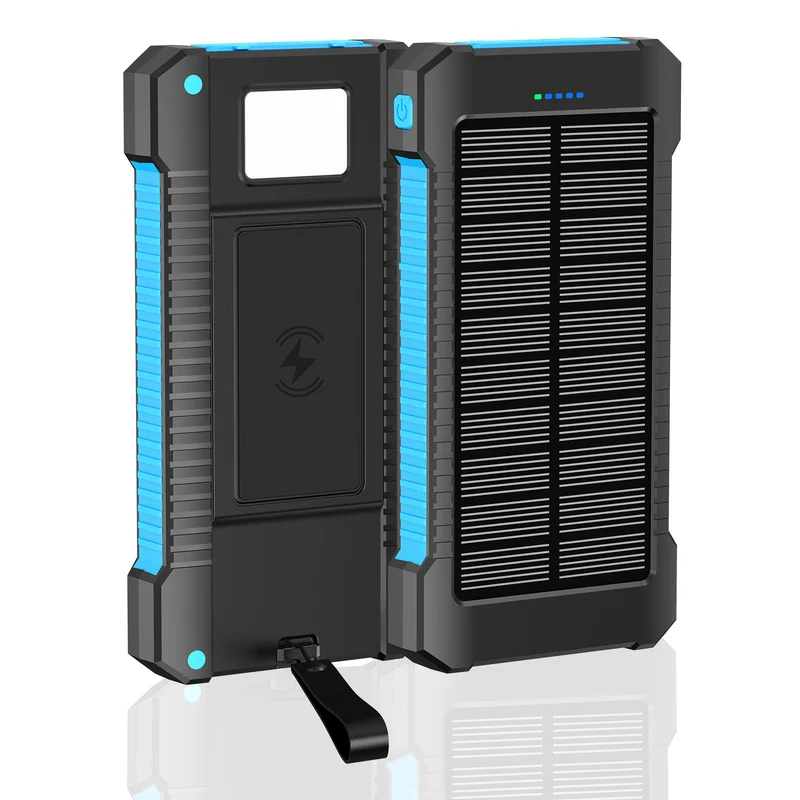 Solarbetriebene Powerbank mit integrierten LED-Leuchten und Kompass Skanto