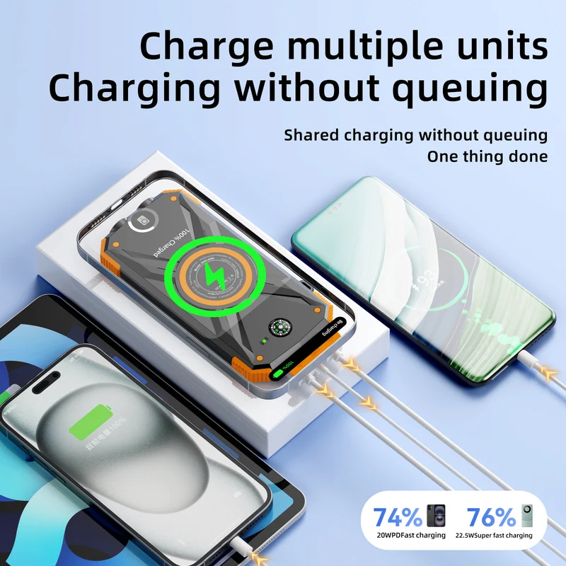 Solar-Powerbank mit integriertem Kompass und LED-Licht Skanto