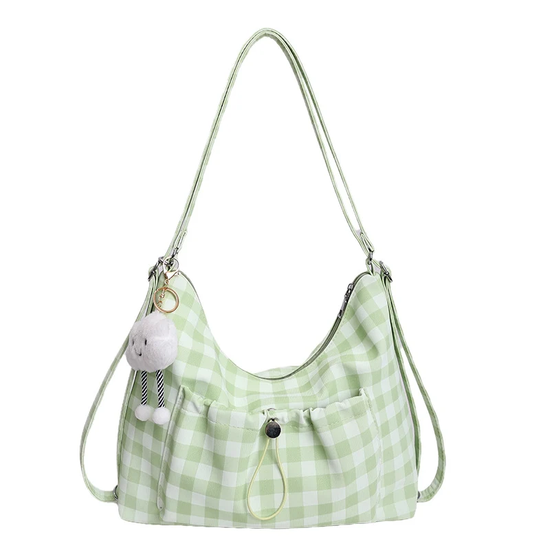 Gingham-Print Schlapp Schultertasche
