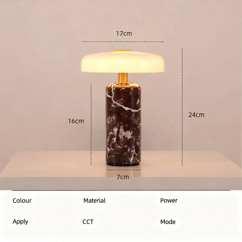 Tragbare Tischleuchte, Marmor, LED, Touchschalter