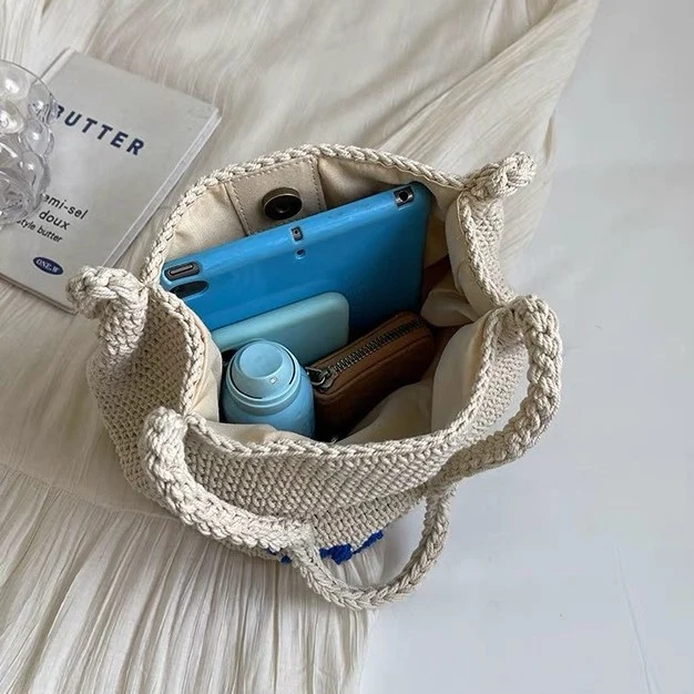 Makramee-Strandtasche mit Sommermotiv Skanto