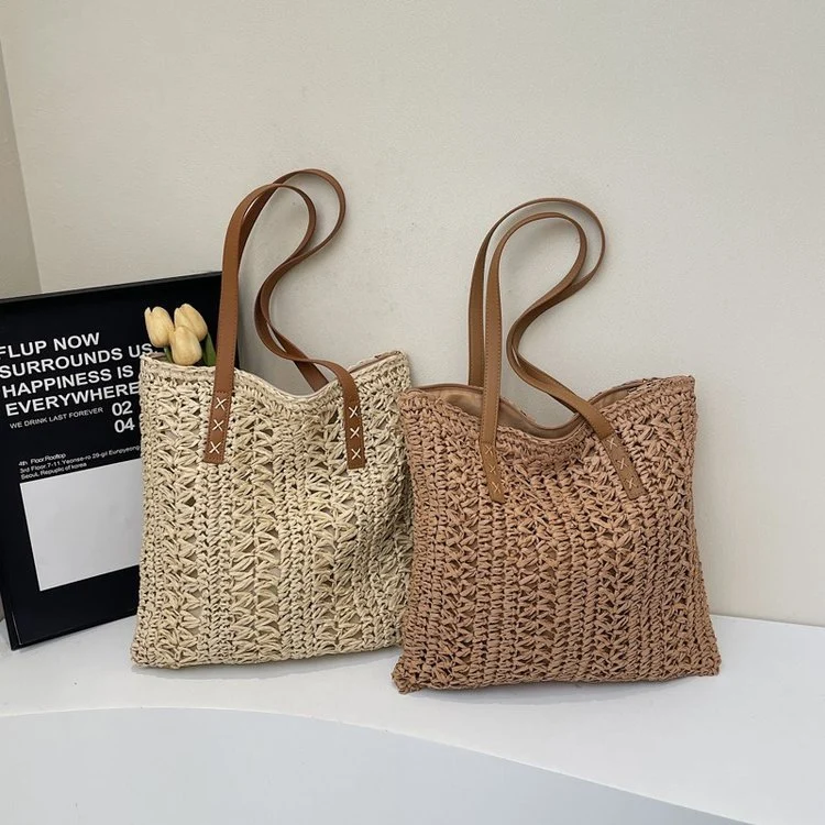 Handgewebte Strandtasche mit geflochtenem Muster Skanto