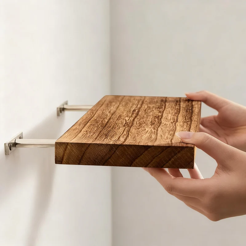 Wandregal aus Holz, schwebend
