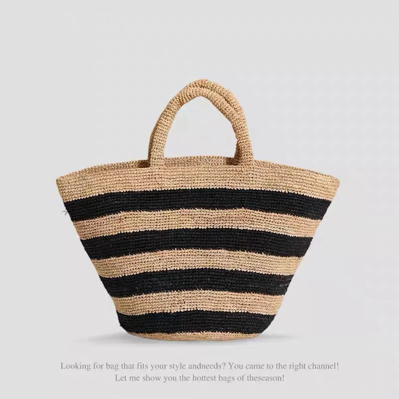 Handgewebte Strandtasche mit modernem Streifenmuster Skanto