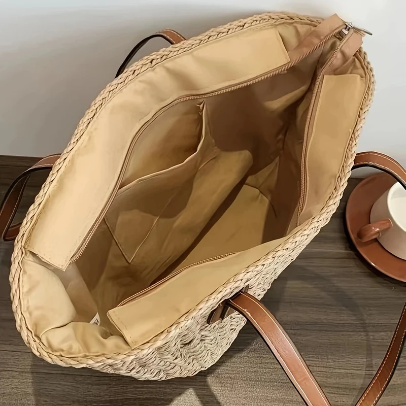 Handtasche mit geflochtenem Design und Ledergriff Skanto