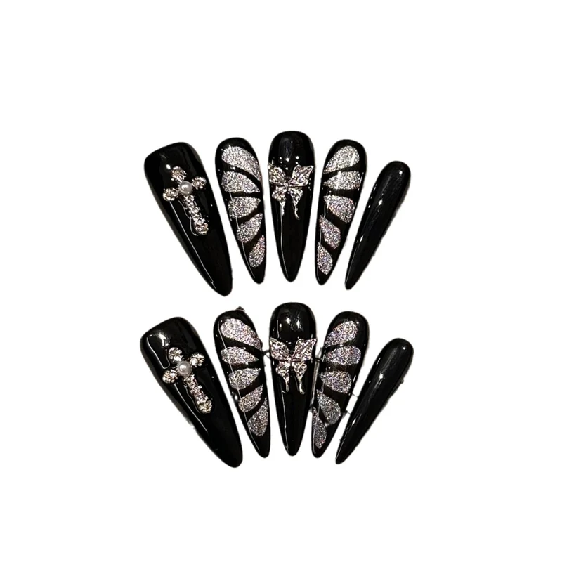 Künstlerisches von der Gothic inspiriertes Press-On-Nagelset