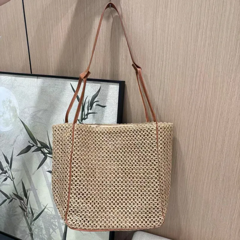 Geflochtene Baumwolltasche mit Ledergriff Skanto