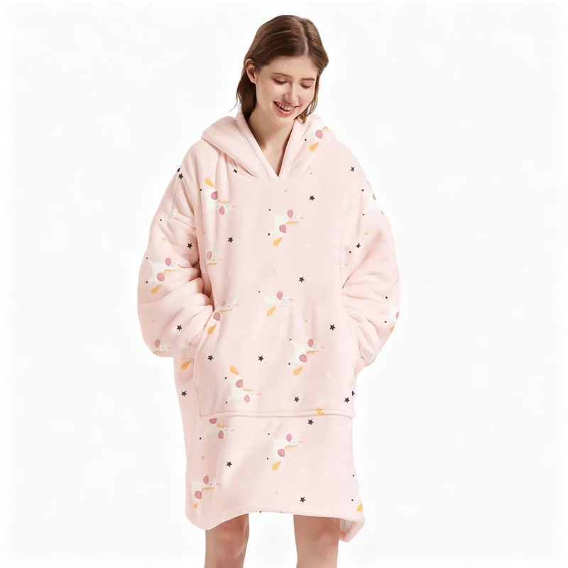Tragbare Decke mit Kapuze, Sherpa-Fleece