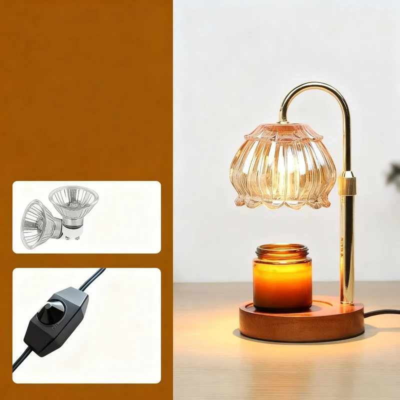 Wachsschmelz-Lampe mit Holzsockel