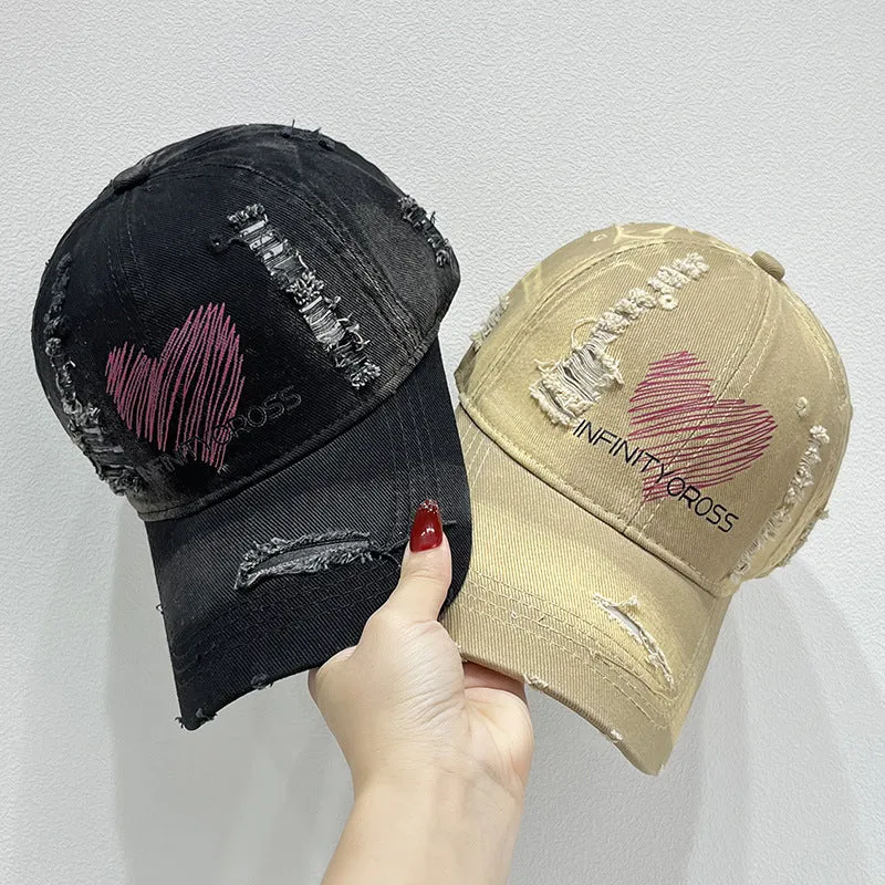Damen Baseballkappe im Used-Look mit Herzstickerei, Skanto