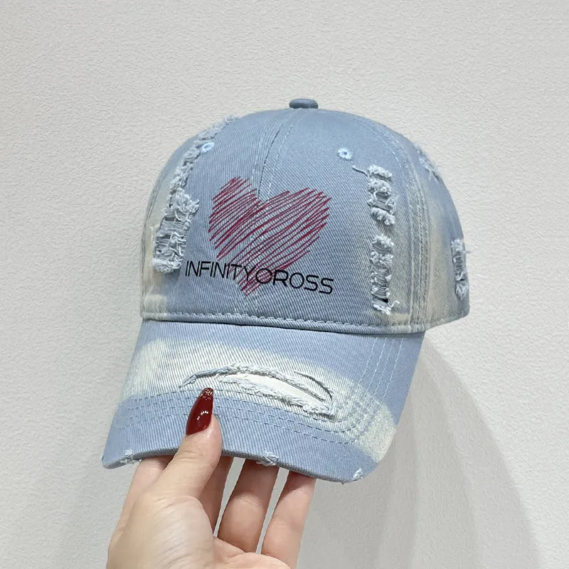Damen Baseballkappe im Used-Look mit Herzstickerei, Skanto