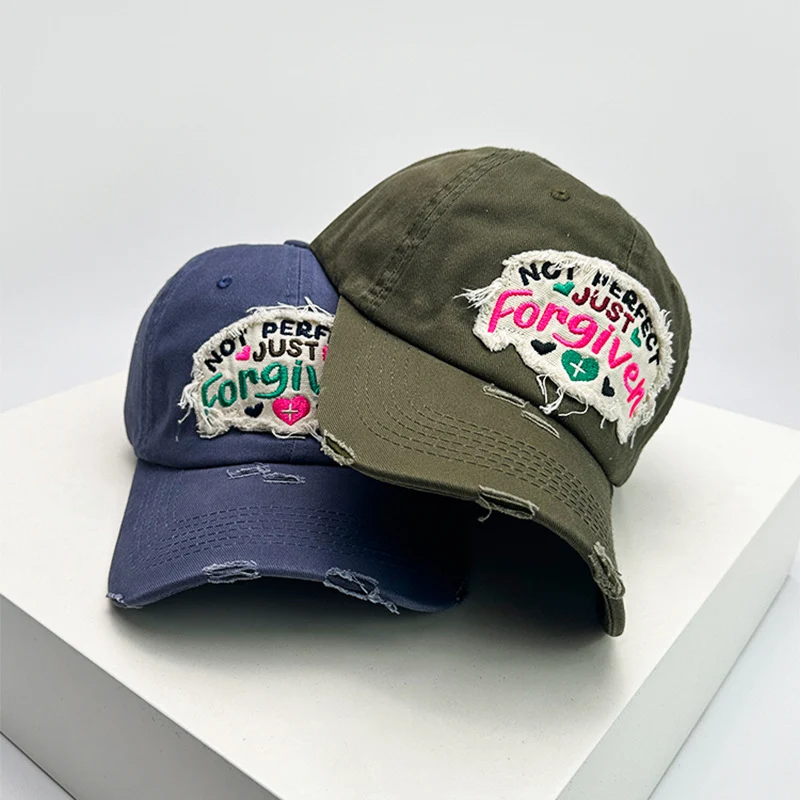 Damen Baseballkappe aus Baumwolle im Used-Look mit inspirierender Stickerei, Skanto