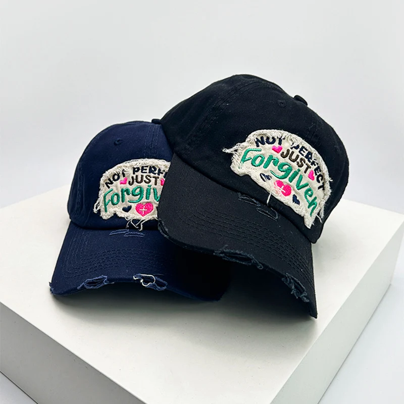 Damen Baseballkappe aus Baumwolle im Used-Look mit inspirierender Stickerei, Skanto