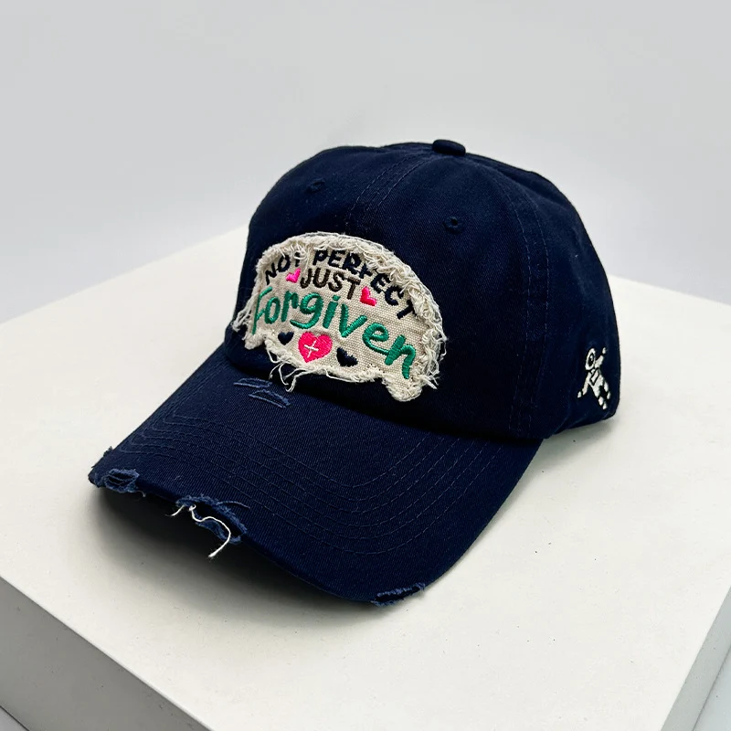 Damen Baseballkappe aus Baumwolle im Used-Look mit inspirierender Stickerei, Skanto