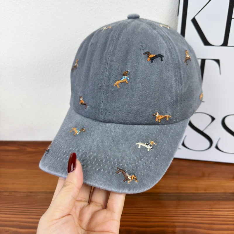 Unisex Bestickte Baseballkappe mit Hundemotiv Skanto