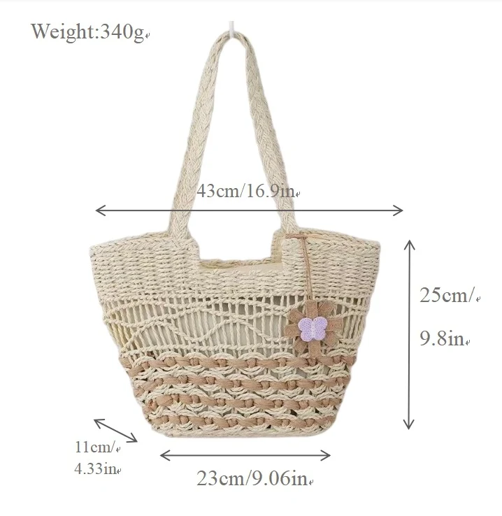 Handgewebte Strohtasche mit einzigartigem Blumendetail Skanto