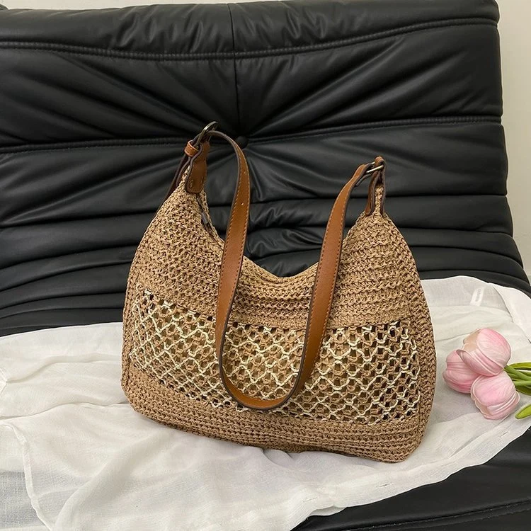 Handgeknüpfte Crossover-Tasche mit Lederakzenten Skanto