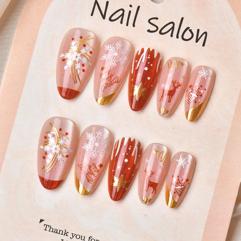 Festliches Themen-Weihnachts-Press-On-Nagelkunst-Set
