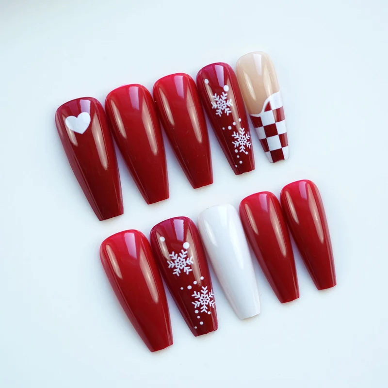 Festive Lange Stiletto Press-On Nagelkunst