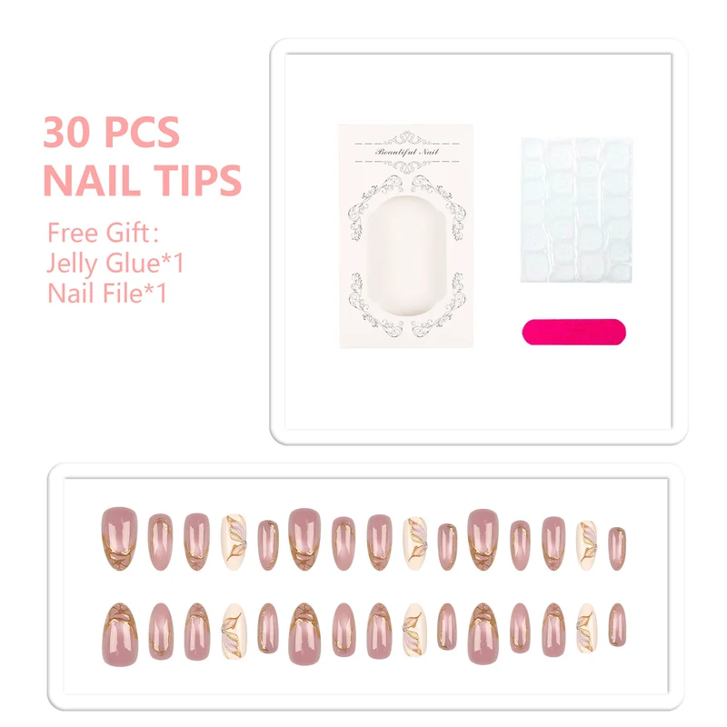 Blumeninspiriertes Press-On Nagelspitzen Set