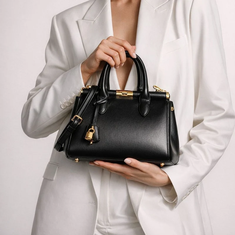 Strukturierte Leder-Handtasche