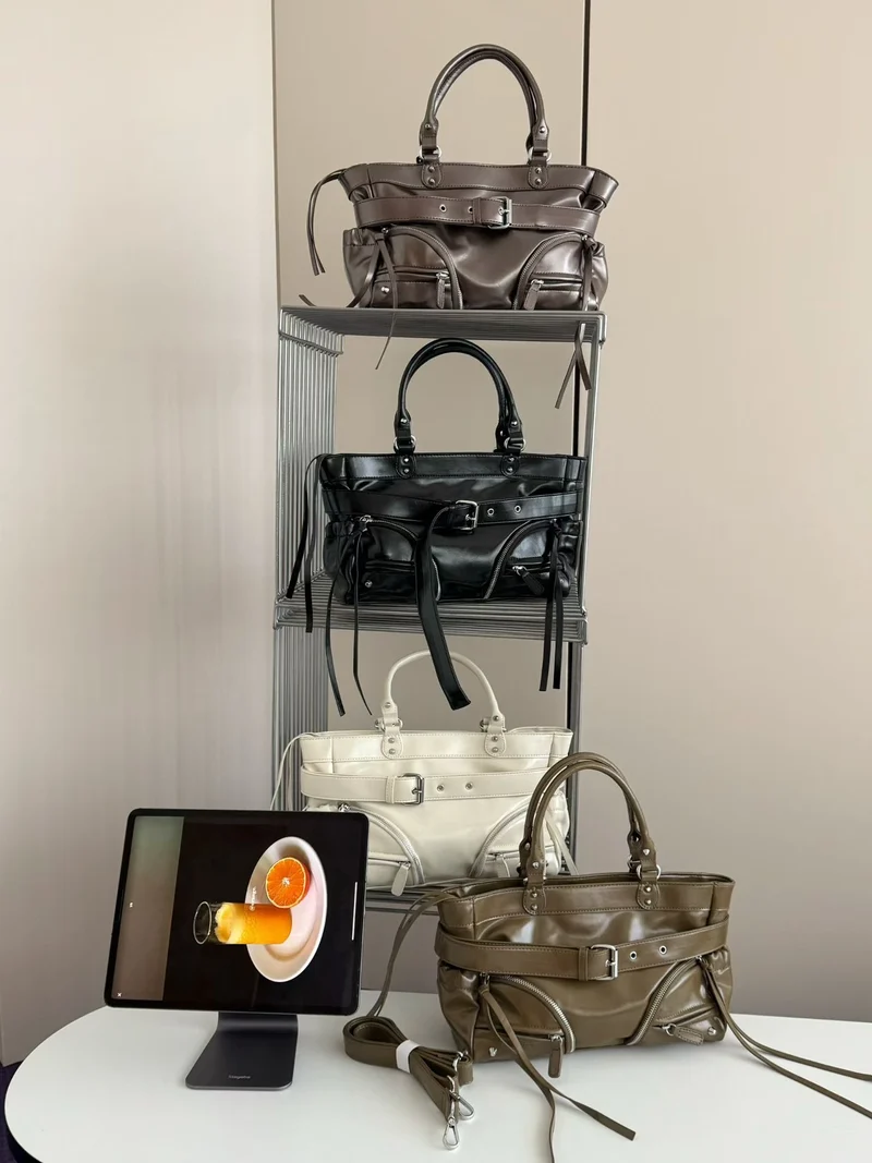 Strukturierte Leder-Handtasche