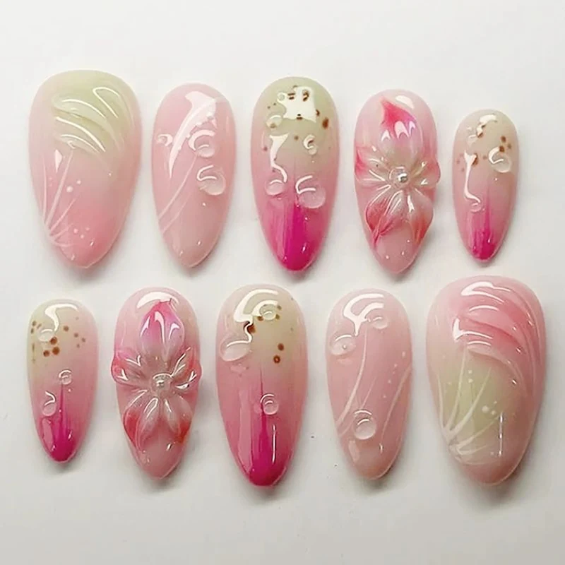 Blumenmuster Press-On Nagelspitzen