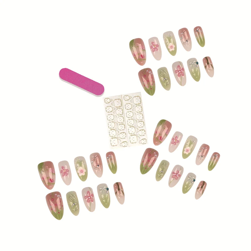 Florale Kunst Press-On Nagelspitzen Set