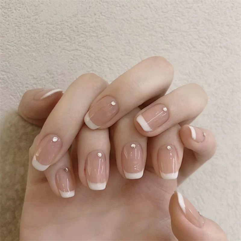 Elegante Strass-Akzent Press-On Nägel