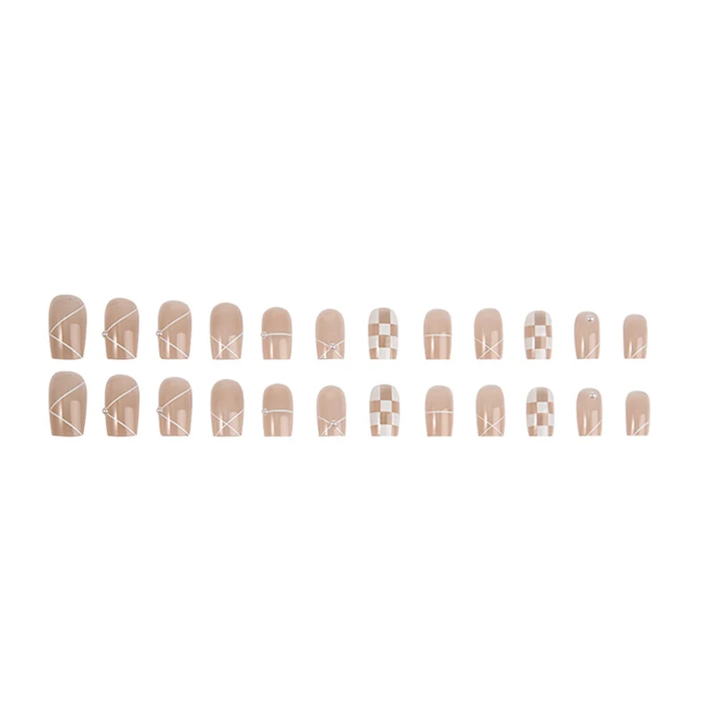 Elegantes geometrisches Press-On-Nagelset