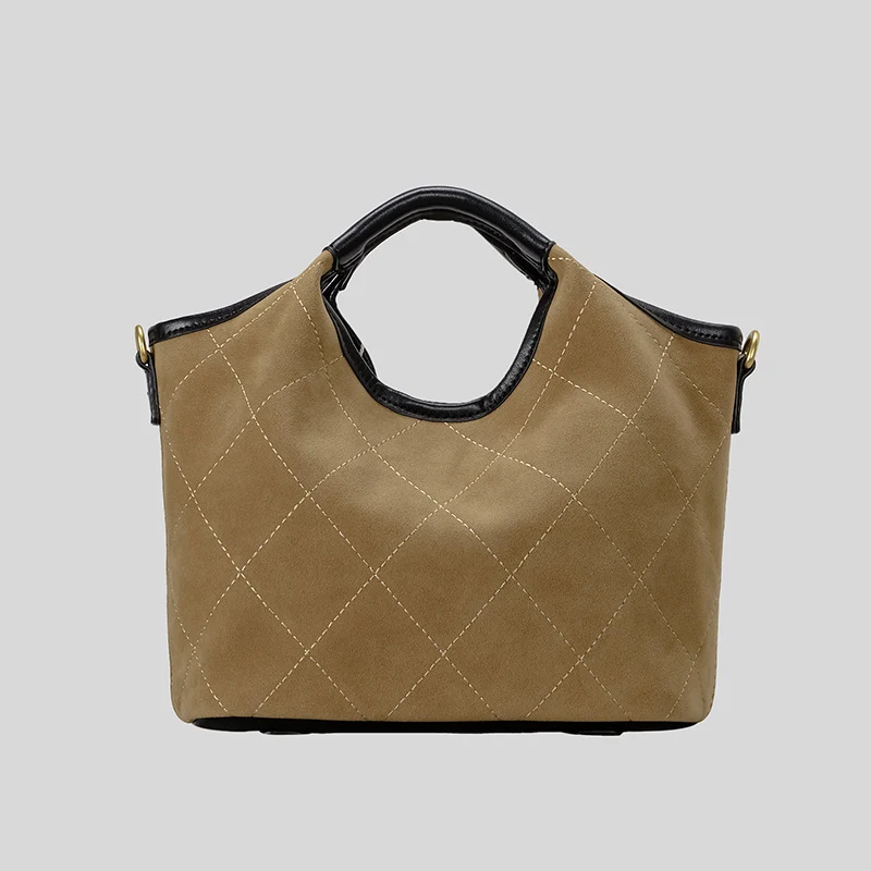 Gepolsterte Wildleder-Handtasche