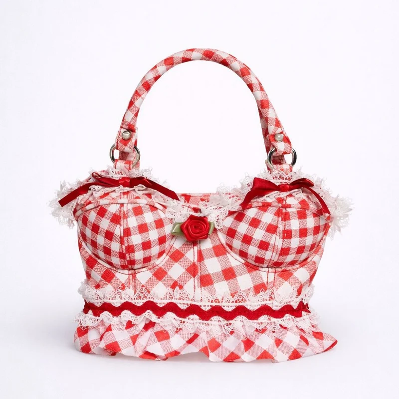 Verspielt Gingham Druck Handtasche