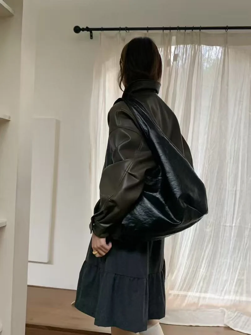 Oversized Lässige Leder Schultertasche