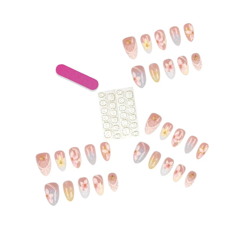 Dekorative Florale Press-On Nagelkollektion