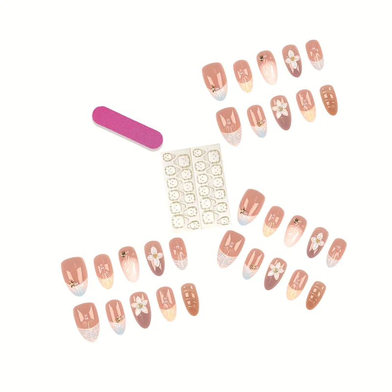 Dekoratives florales Press-On Nagelkunst Set