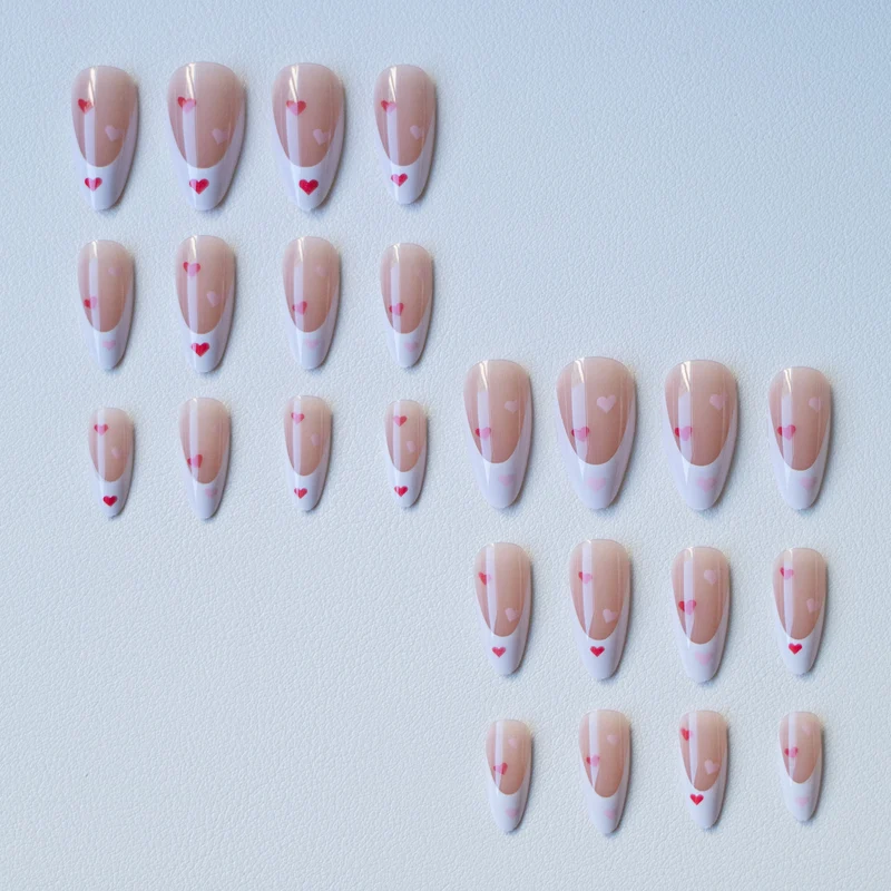 Herz-Themen Französische Tipp Acryl Nagelkunst