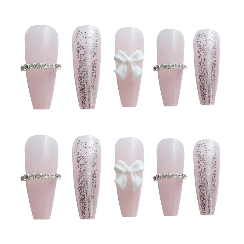 Elegante Lange Stiletto Press-On Nagel Kunst